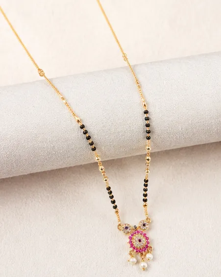 Meera Floral Mandala Ruby & Emerald Accent Mangalsutra